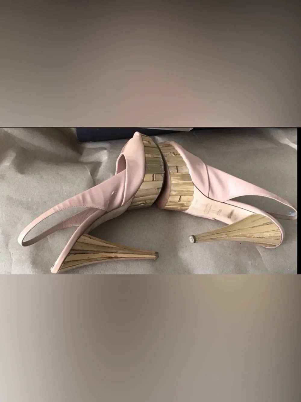 Miu Miu Blush Pink Patent Leather Peep-Toe Slingback Heels